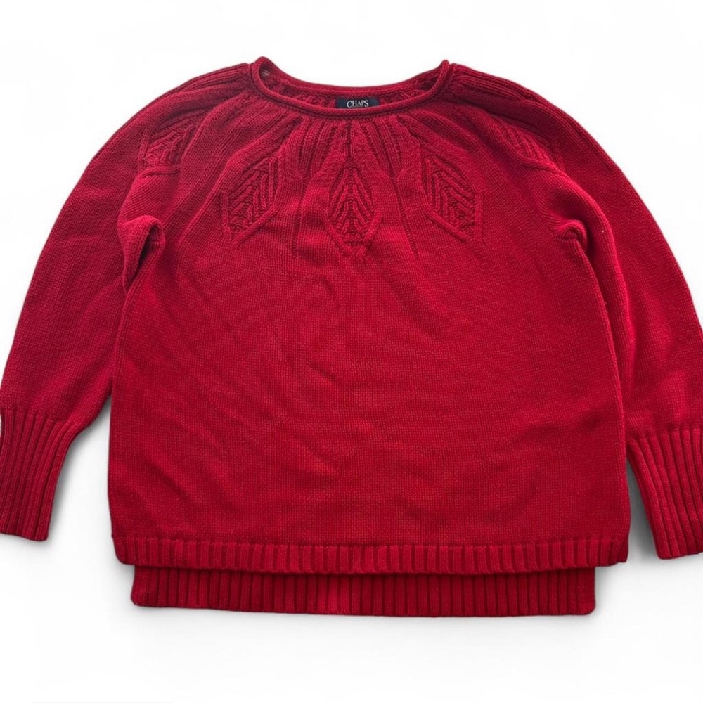 Chaps Ralph Lauren Women’s Stitches Yoke Roll Neck Sweater, Red, Size Large